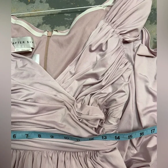 After Six 6697 Bridesmaid Dress Evening Gown Light Rose Pink Stretch Jersey 12 - Picture 8 of 11